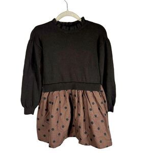 Gap Kids Brown Knit Polka Dot Sweater Dress